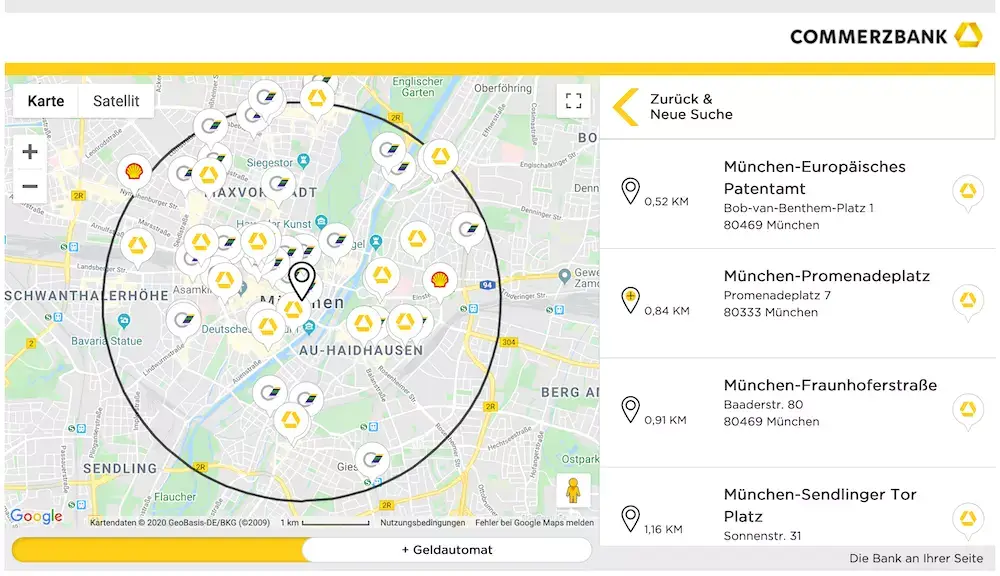 Commerzbank Geld abheben - Automatensuche
