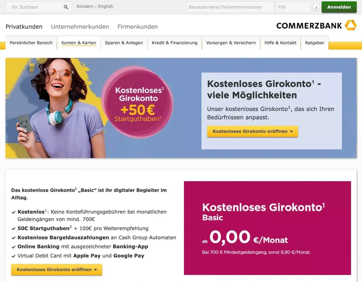 Commerzbank Girokonto Startseite